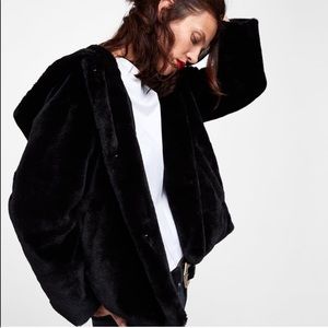 ZARA Basic Faux Fur Teddy Jacket